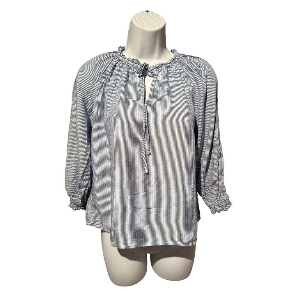 LOFT Blue and White Striped Blouse